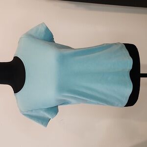 Eileen Fisher 100% Cotton Short Sleeve Shirt Women's Sz Small Teal EUC NICE!